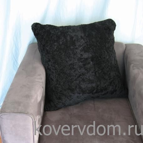 Подушка из овчины короткошерстная односторонняя Черная 
