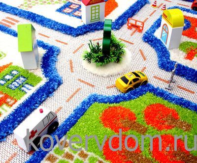Детский развивающий игровой рельефный 3D ковер Городской Траффик арт.160Х230 синий